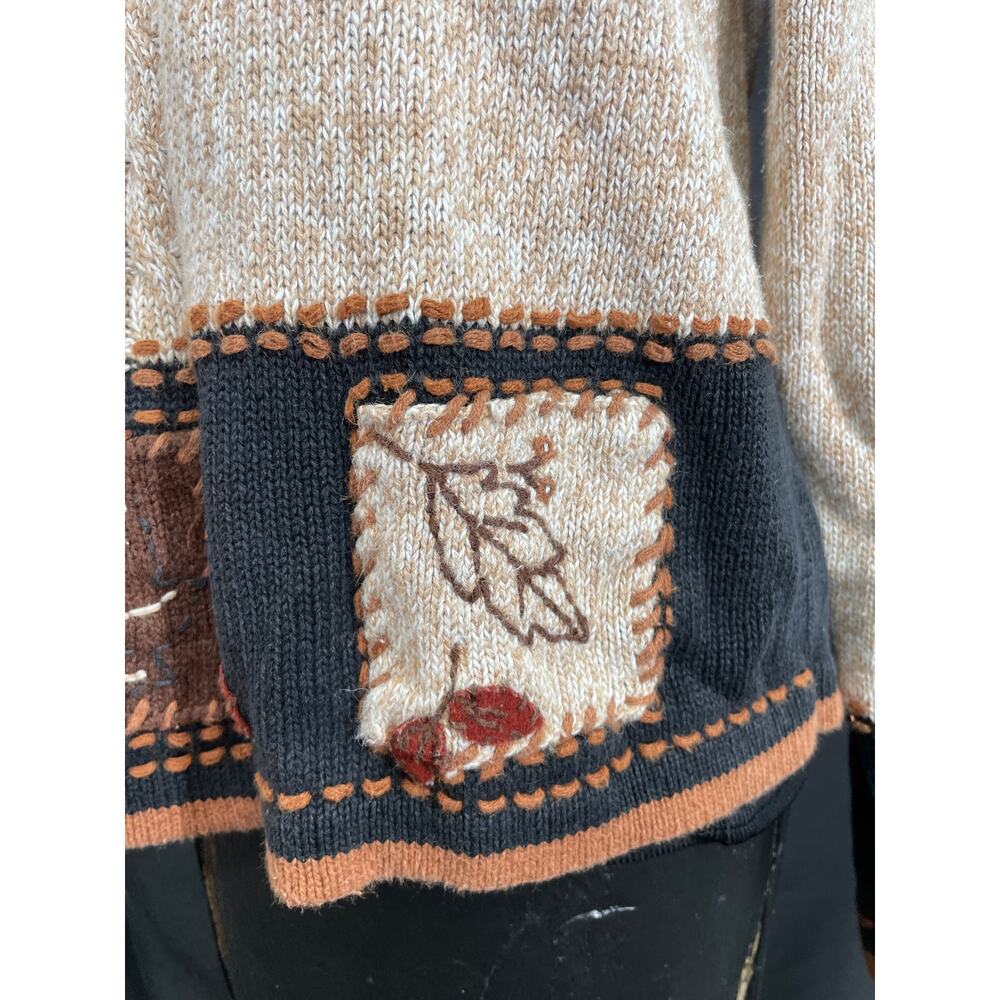 Vintage Cabin Creek Fall Autumn Sweater Adorned with Leaves - Picture 8 of 9